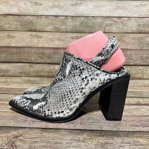 Free People Snake Skin Back Strap Pointed Heels